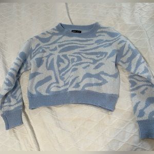 SHEIN Cropped Swirl Sweater Blue and White Size L